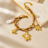 Wholesale Maillard Style Gold Electroplated Hollow Butterfly Flower Coconut Tree Pendant Stainless Steel Bracelet For Women
