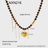 Wholesale Maillard Style Gold Plated Stainless Steel Heart Geometric Beaded Chain Pendant Necklace And Earrings Jewelry For Women
