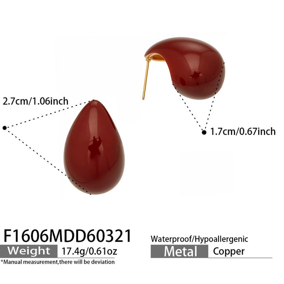 Wholesale Maillard Style Minimalist Drop Shape Copper 18K Real Gold Plated Women's Earrings