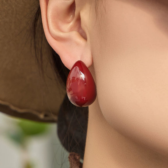 Wholesale Maillard Style Minimalist Drop Shape Copper 18K Real Gold Plated Women's Earrings