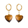 Wholesale Maillard Style Neutral Geometric Tiger Eye Natural Stone Tassel Earrings For Women Stainless Steel 18K Gold Plated Electroplated