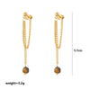 Wholesale Maillard Style Neutral Geometric Tiger Eye Natural Stone Tassel Earrings For Women Stainless Steel 18K Gold Plated Electroplated