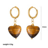 Wholesale Maillard Style Neutral Geometric Tiger Eye Natural Stone Tassel Earrings For Women Stainless Steel 18K Gold Plated Electroplated