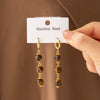 Wholesale Maillard Style Neutral Geometric Tiger Eye Natural Stone Tassel Earrings For Women Stainless Steel 18K Gold Plated Electroplated