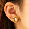 Wholesale Maillard Style Stainless Steel Electroplated Real Gold Plated Flower Letter Number Text Shaped Earrings For Unisex