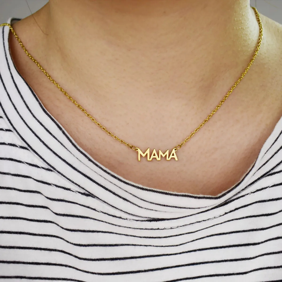 Wholesale Mama Simple Style Letter Stainless Steel Titanium Steel Necklace