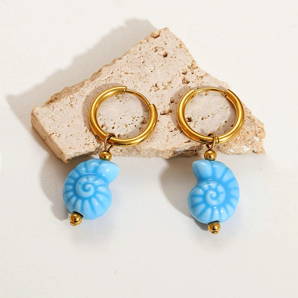 Wholesale Marine Earrings Stainless Steel Animal Shaped Niche Design Nonfading Earrings