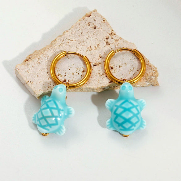Wholesale Marine Earrings Stainless Steel Animal Shaped Niche Design Nonfading Earrings