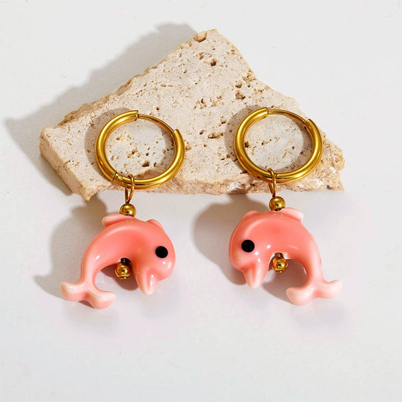 Wholesale Marine Earrings Stainless Steel Animal Shaped Niche Design Nonfading Earrings