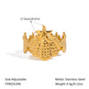 Wholesale Marine Elements High End Sense Stainless Steel Opening Ring With Star And Flower Pattern Pvd Vacuum Real Gold Electroplated Waterproof For Women