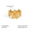 Wholesale Marine Elements High End Sense Stainless Steel Opening Ring With Star And Flower Pattern Pvd Vacuum Real Gold Electroplated Waterproof For Women