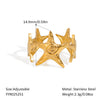 Wholesale Marine Elements High End Sense Stainless Steel Opening Ring With Star And Flower Pattern Pvd Vacuum Real Gold Electroplated Waterproof For Women