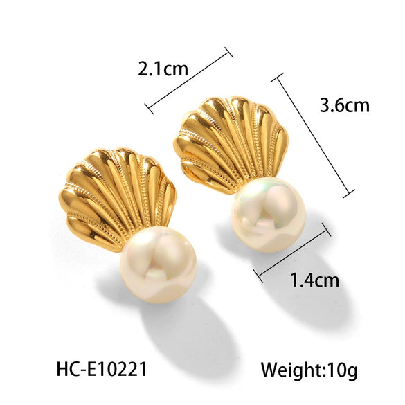 Wholesale Marine Life Pattern Stainless Steel And Titanium Steel Jewelry With Electroplating Conch Shell Necklace Bracelet Starfish Earrings