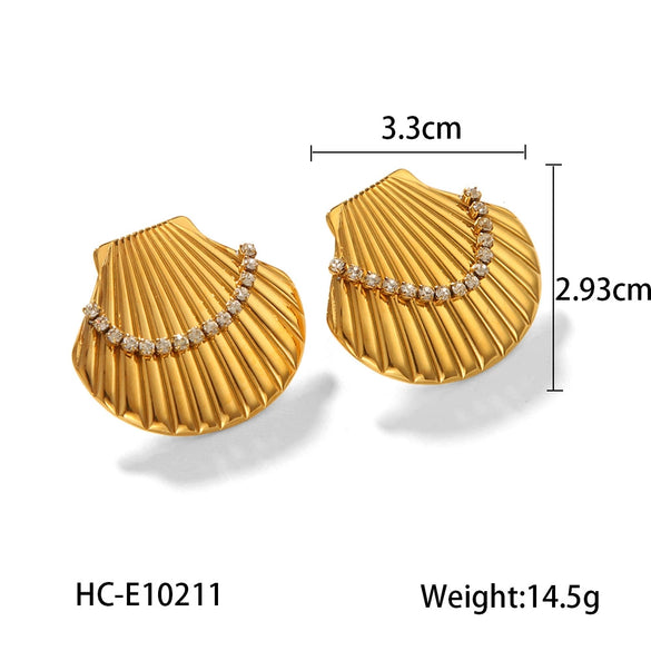 Wholesale Marine Life Pattern Stainless Steel And Titanium Steel Jewelry With Electroplating Conch Shell Necklace Bracelet Starfish Earrings