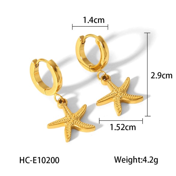 Wholesale Marine Life Pattern Stainless Steel And Titanium Steel Jewelry With Electroplating Conch Shell Necklace Bracelet Starfish Earrings