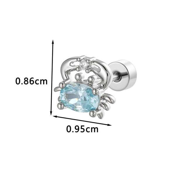 Wholesale Marine Series Cute Sweet Style Crab Shaped Metal Electroplated Cartilage Piercing Ear Bone Nail