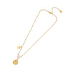 Wholesale Marine Series Shell Starfish Fashion Pearl Fishtail Stainless Steel Clavicle Necklace With O Chain And Electroplating