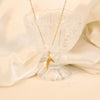Wholesale Marine Series Shell Starfish Fashion Pearl Fishtail Stainless Steel Clavicle Necklace With O Chain And Electroplating