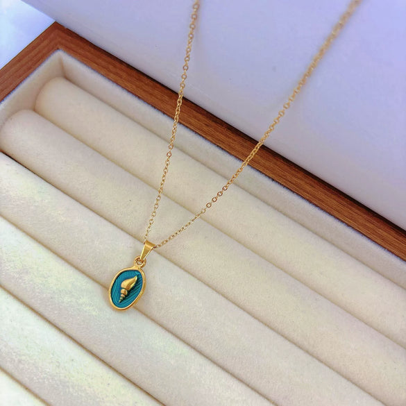 Wholesale Marine Series Titanium Steel Three Dimensional Hollow Shell Pendant Necklace And Bracelet Jewelry Set For Women With Electroplating Animal And Zodiac Shape