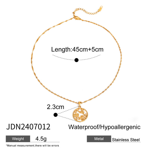 Wholesale Marine Style Stainless Steel Pendant Necklace With Starfish Seahorse Scallop Seaweed Electroplated