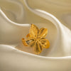 Wholesale Matte Retro Gold Stainless Steel Flower Opening Ring With Geometric Design And Electroplating For Women