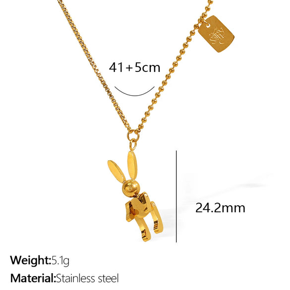 Wholesale Mechanical Rabbit 316L Stainless Steel Necklace For Women Electroplated Fashion Animal Style