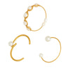Wholesale Medieval Geometric Style 18K Gold Electroplated Natural Freshwater Pearl Open Bracelet Copper Jewelry Accessories
