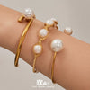 Wholesale Medieval Geometric Style 18K Gold Electroplated Natural Freshwater Pearl Open Bracelet Copper Jewelry Accessories