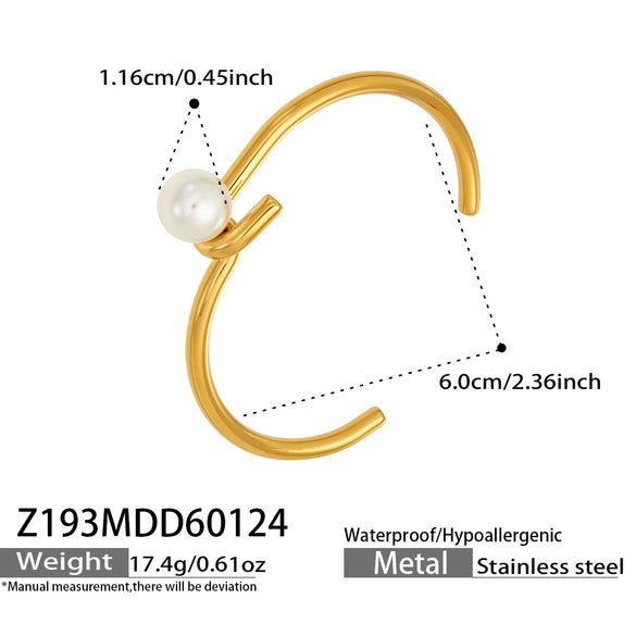 Wholesale Medieval Geometric Style 18K Gold Electroplated Natural Freshwater Pearl Open Bracelet Copper Jewelry Accessories