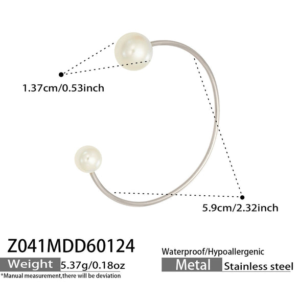Wholesale Medieval Geometric Style 18K Gold Electroplated Natural Freshwater Pearl Open Bracelet Copper Jewelry Accessories