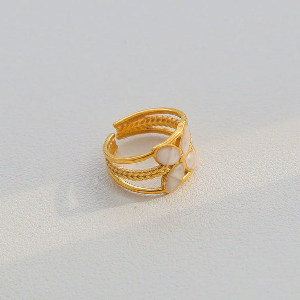 Wholesale Medieval Style Electroplated Stainless Steel Multi Color Geometric Adjustable Ring For Women With Heart Wave Rhombus U Shaped Patterns