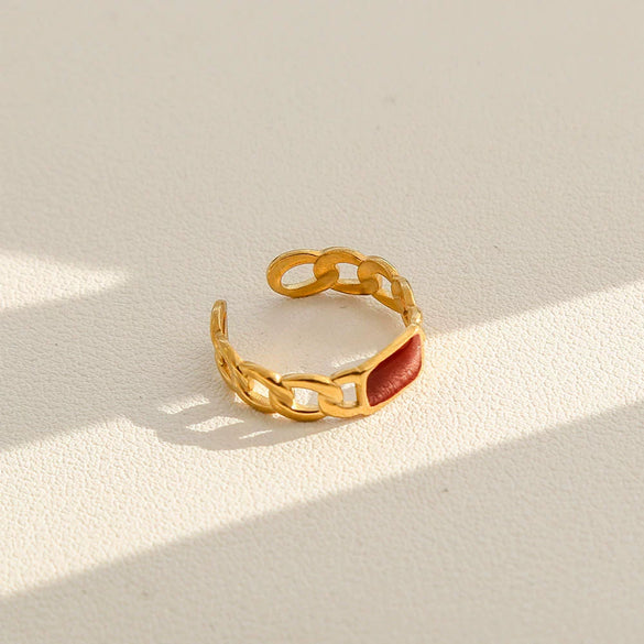 Wholesale Medieval Style Electroplated Stainless Steel Multi Color Geometric Adjustable Ring For Women With Heart Wave Rhombus U Shaped Patterns
