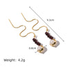 Wholesale Medieval Style Garnet Tassel And Natural Freshwater Pearl Long Earrings With Electroplating