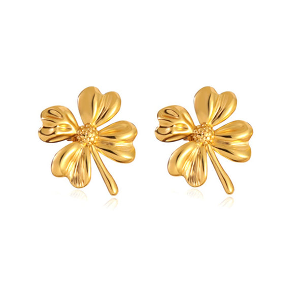 Wholesale Medieval Style Stamped Stainless Steel Flower Earrings For Women