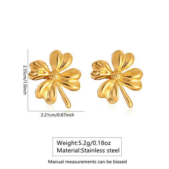 Wholesale Medieval Style Stamped Stainless Steel Flower Earrings For Women