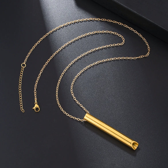 Wholesale Meditation Decompression Whistle Pendant Necklace Stainless Steel Titanium Steel Handmade Geometric Ochain