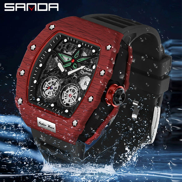 Wholesale Men's Alloy Alloy And Tpu Barrelshaped Quartz Watch With Zebra Pattern And Hollow Design