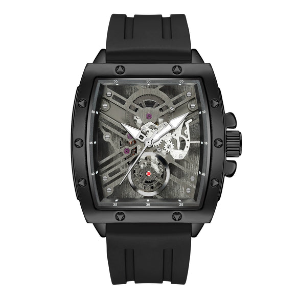 Wholesale Men's Alloy And Silicone Hollow Non Mechanical Sports Luminous Waterproof Barrel Shaped Watch