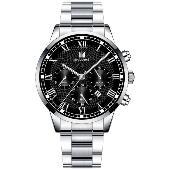 Wholesale Men's Alloy And Stainless Steel Business Style Round Dial Quartz Watch With Horseshoe Buckle