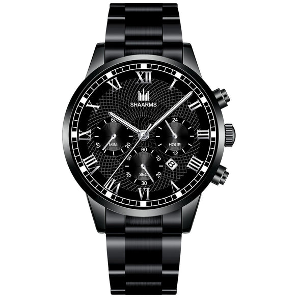 Wholesale Men's Alloy And Stainless Steel Business Style Round Dial Quartz Watch With Horseshoe Buckle