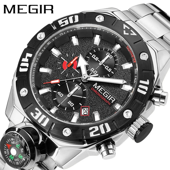 Wholesale Men's Alloy And Stainless Steel Round Dial Outdoor Sports Watch With Mineral Strengthened Glass Mirror And Spiral Crown