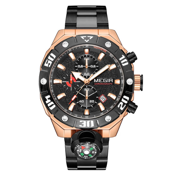 Wholesale Men's Alloy And Stainless Steel Round Dial Outdoor Sports Watch With Mineral Strengthened Glass Mirror And Spiral Crown