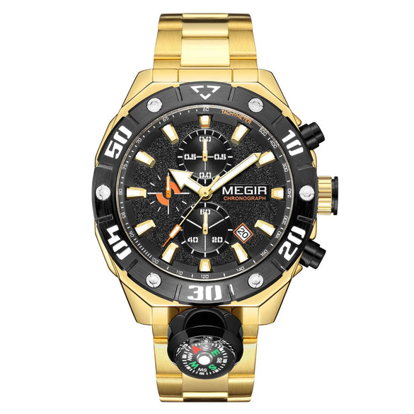 Wholesale Men's Alloy And Stainless Steel Round Dial Outdoor Sports Watch With Mineral Strengthened Glass Mirror And Spiral Crown