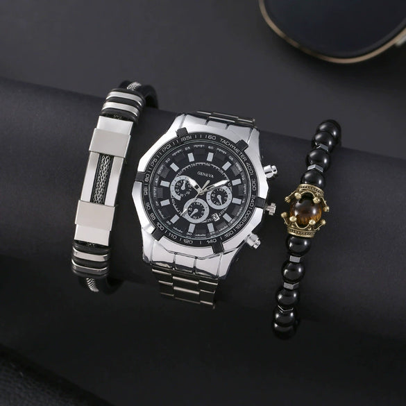 Wholesale Men's Alloy And Titanium Watch With Round Dial Pin Buckle Spiral Crown And Leisure Style