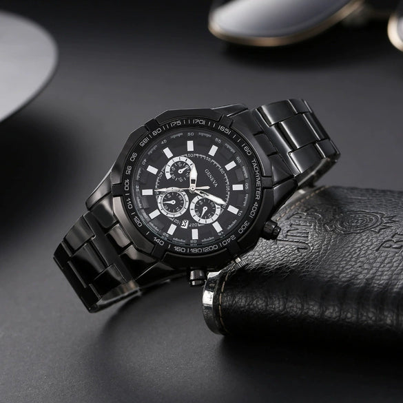 Wholesale Men's Alloy And Titanium Watch With Round Dial Pin Buckle Spiral Crown And Leisure Style