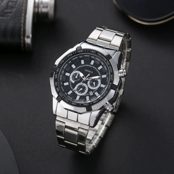Wholesale Men's Alloy And Titanium Watch With Round Dial Pin Buckle Spiral Crown And Leisure Style