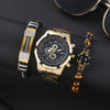 Wholesale Men's Alloy Band Set Watch Leisure Style Round Dial Quartz Movement