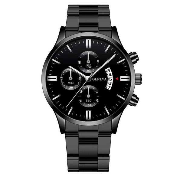 Wholesale Men's Alloy Case Pu Strap Round Dial Digital Display Business Style Calendar Watch