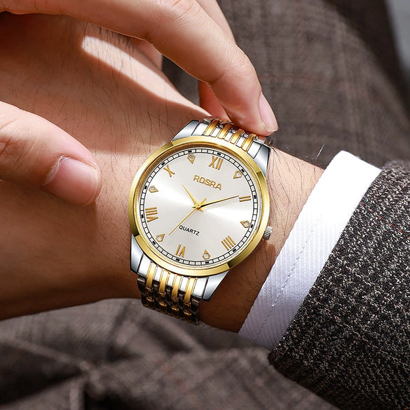 Wholesale Men's Alloy Case Steel Strip Strap Quartz Watches With Round Dial And Fashionable Style