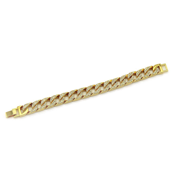 Wholesale Men's Alloy Geometric Diamond Bracelet Hiphop Style Goldplated